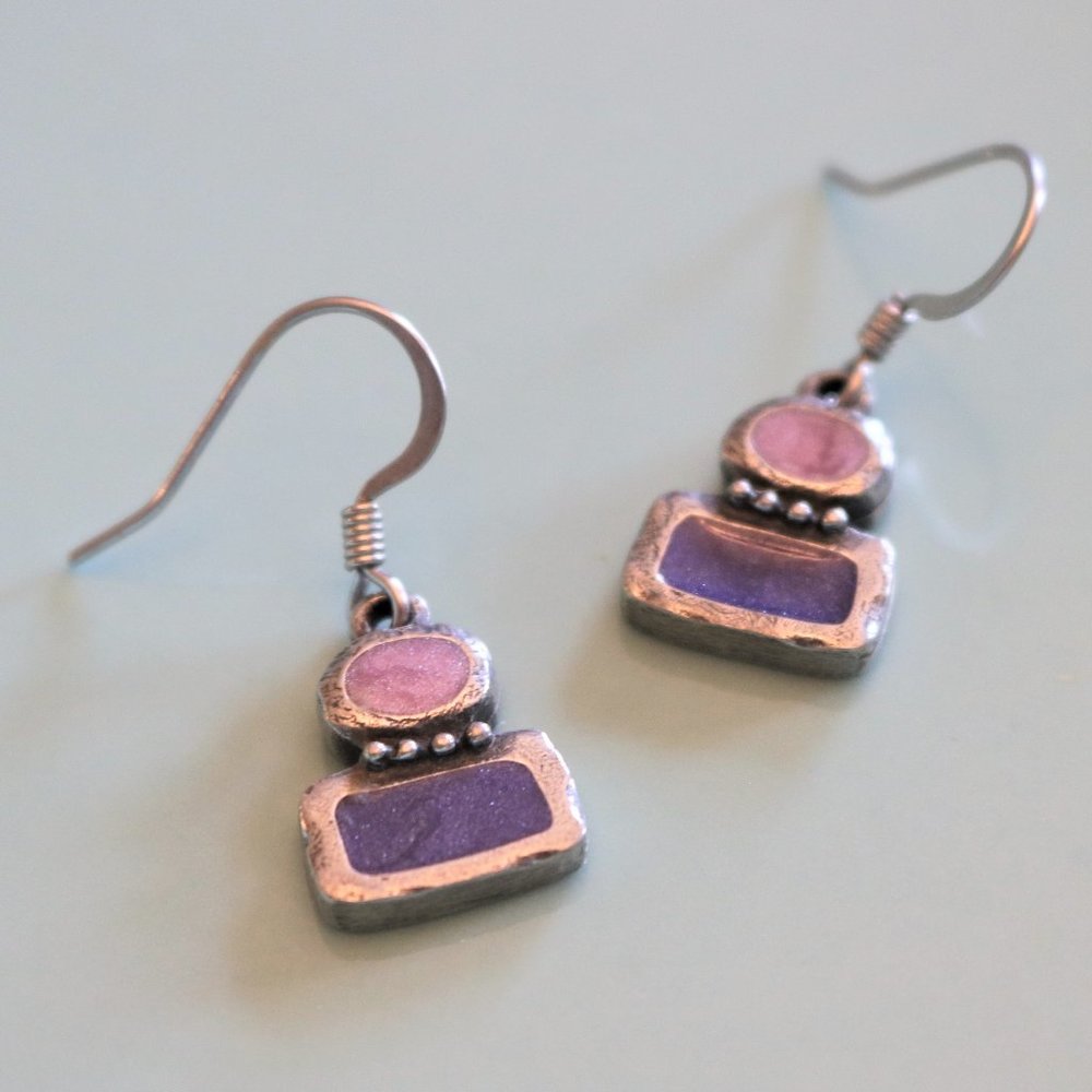 Pewter & Purple Earrings